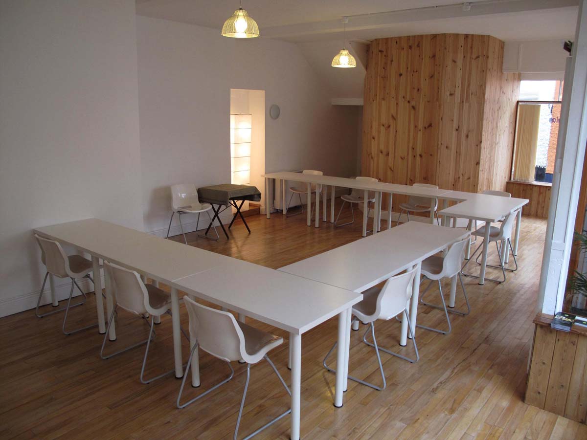 Tables and chairs inside Venue 4